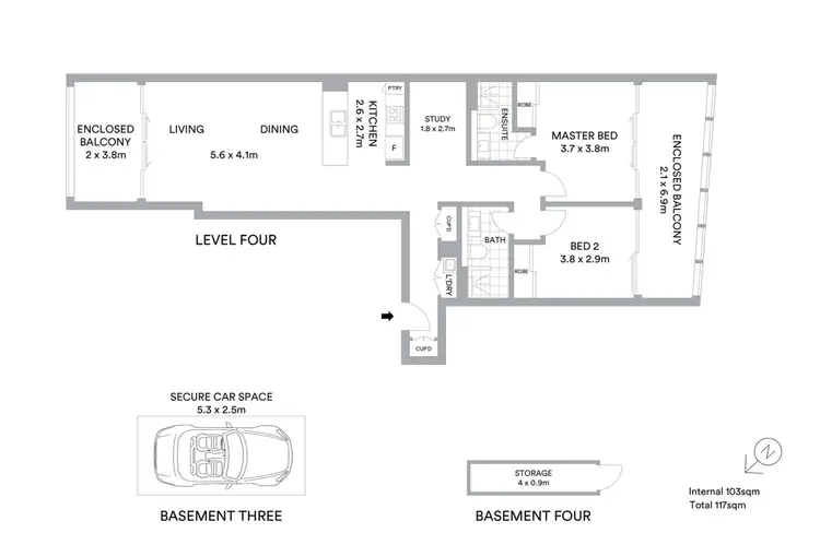 Floorplan of Homely apartment listing, 406/567 Pacific Highway, St Leonards NSW 2065