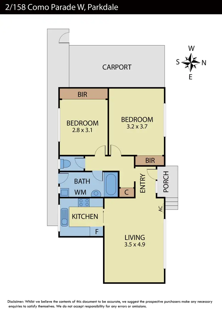 Floorplan of Homely unit listing, 2/158 Como Parade West, Parkdale VIC 3195