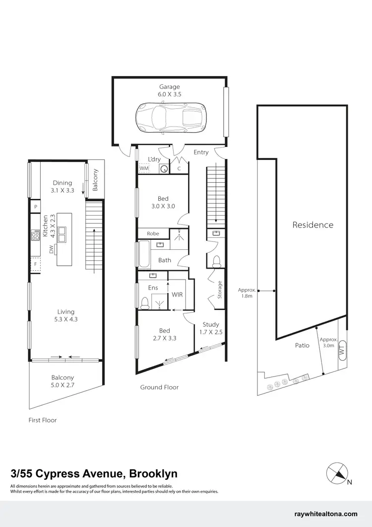 Floorplan of Homely townhouse listing, 3/55 Cypress Avenue, Brooklyn VIC 3012