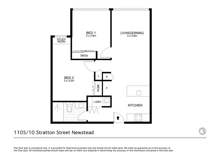 Floorplan of Homely apartment listing, 1105/10 Stratton Street, Newstead QLD 4006