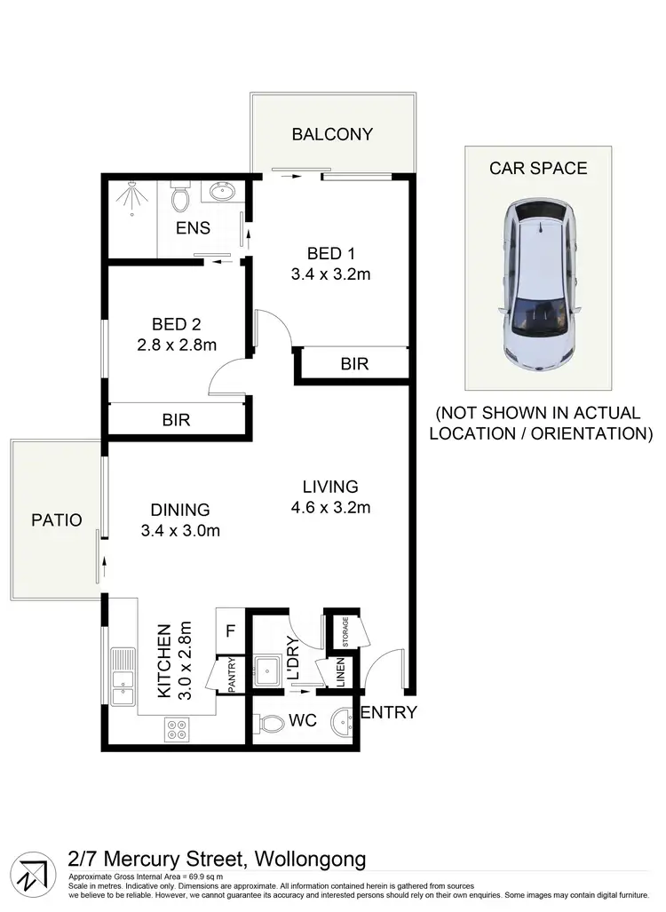 Floorplan of Homely unit listing, 2/7 Mercury Street, Wollongong NSW 2500