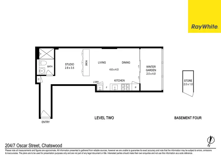 Floorplan of Homely studio listing, 204/7 Oscar Street, Chatswood NSW 2067