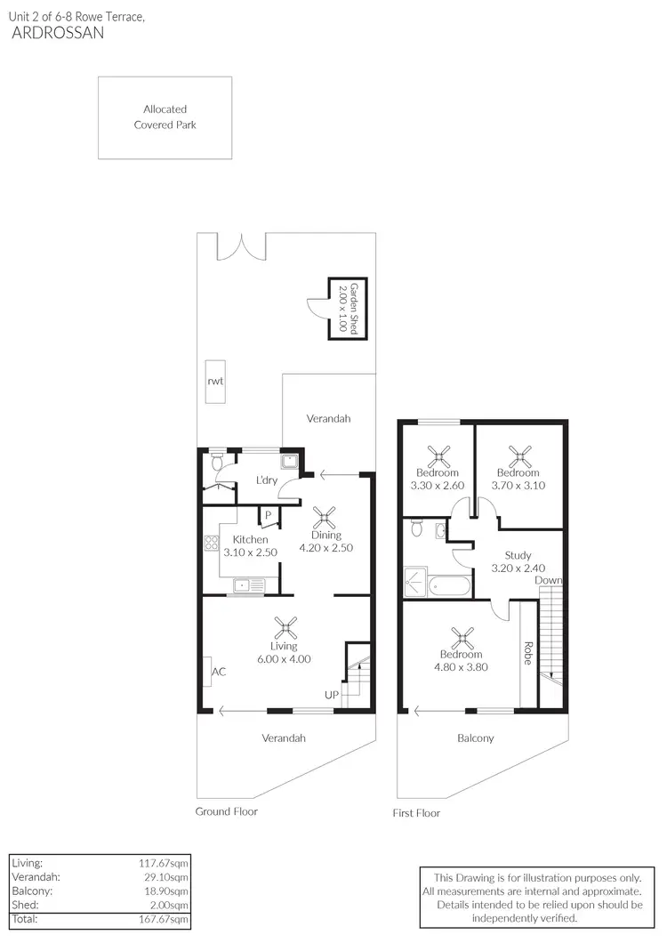 Floorplan of Homely townhouse listing, 2/6-8 Rowe Terrace, Ardrossan SA 5571