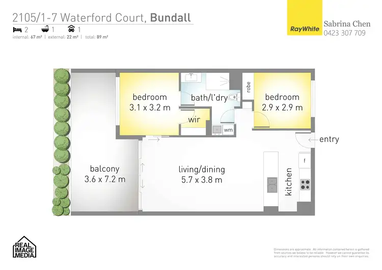 Floorplan of Homely apartment listing, 2105/1-7 Waterford Court, Bundall QLD 4217
