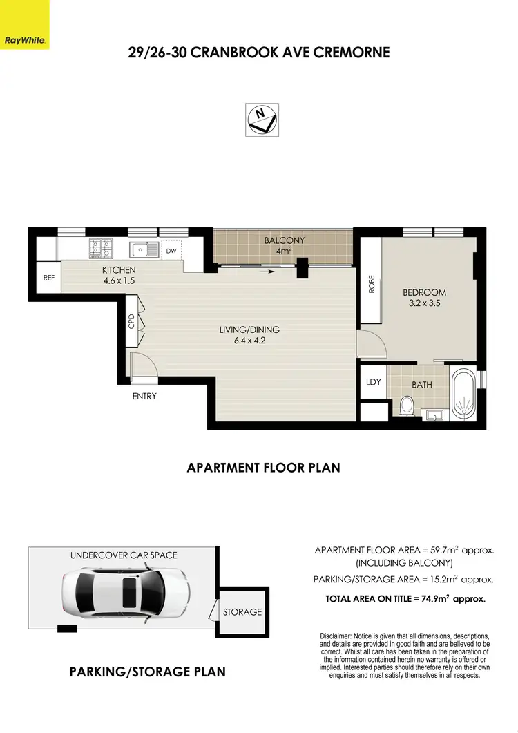 Floorplan of Homely apartment listing, 29/26-30 Cranbrook Avenue, Cremorne NSW 2090
