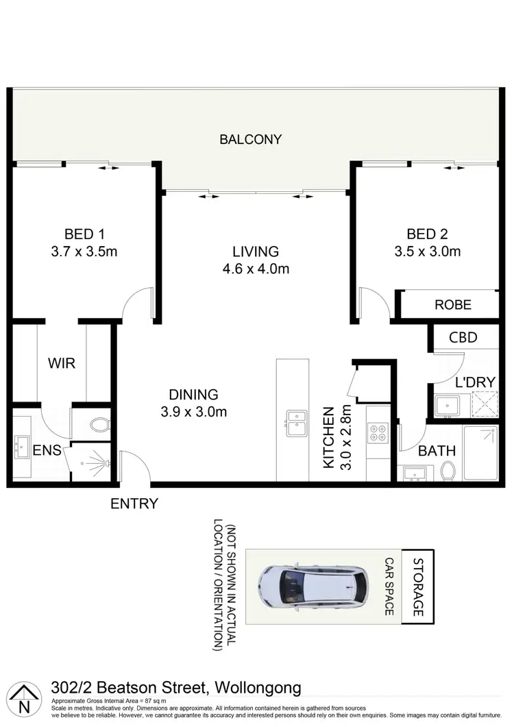 Floorplan of Homely apartment listing, 302/2 Beatson Street, Wollongong NSW 2500