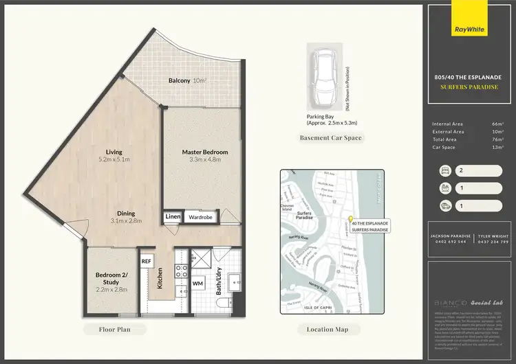 Floorplan of Homely unit listing, 805/40 The Esplanade, Surfers Paradise QLD 4217