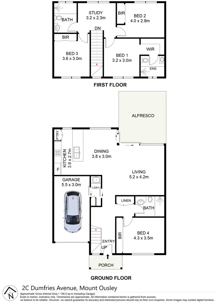 Floorplan of Homely townhouse listing, 2C Dumfries Avenue, Mount Ousley NSW 2519