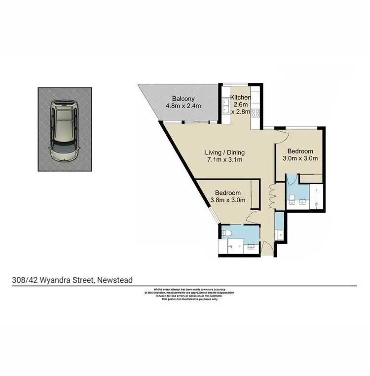 Floorplan of Homely apartment listing, 308/42 Wyandra Street, Newstead QLD 4006