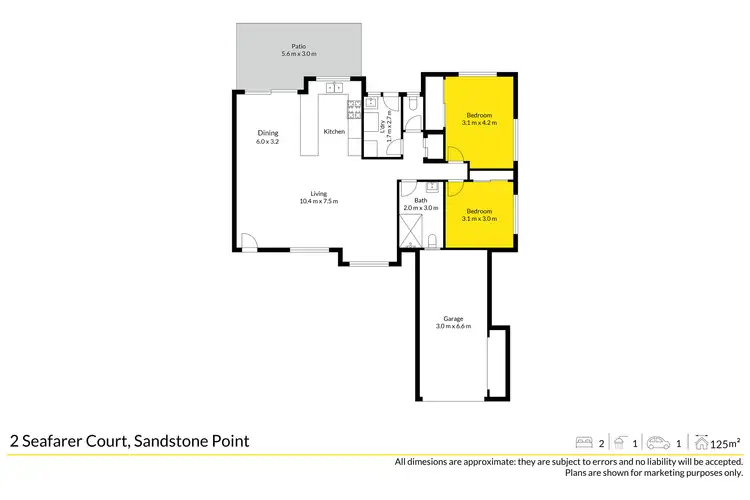 Floorplan of Homely semi-detached listing, 2 Seafarer Court, Sandstone Point QLD 4511