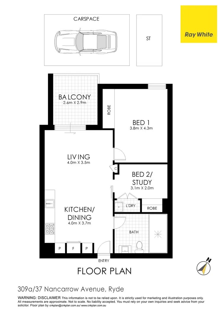 Floorplan of Homely apartment listing, 309A/37 Nancarrow Avenue, Ryde NSW 2112