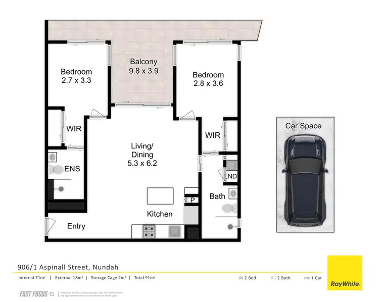 Floorplan of Homely apartment listing, 906/1 Aspinall Street, Nundah QLD 4012