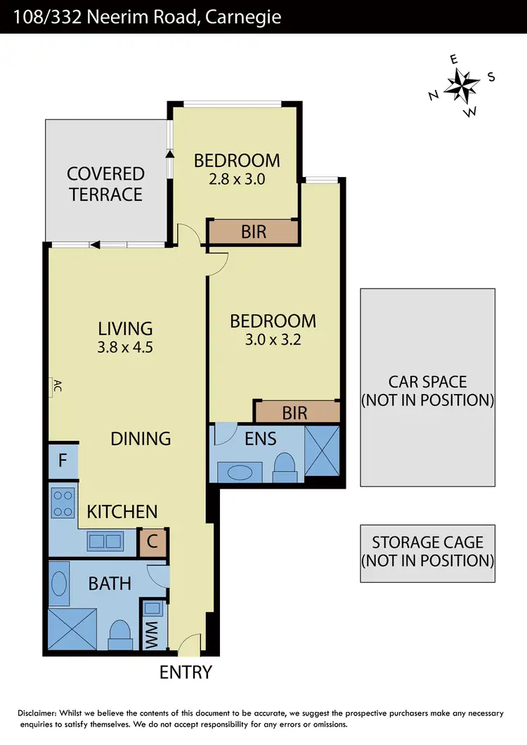 Floorplan of Homely apartment listing, 108/332 Neerim Road, Carnegie VIC 3163