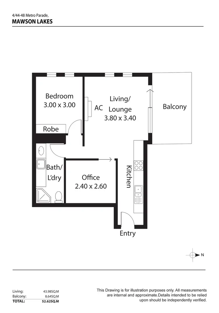 Floorplan of Homely apartment listing, 4/44-48 Metro Parade, Mawson Lakes SA 5095