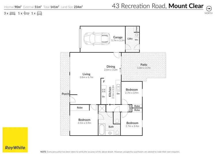 Floorplan of Homely house listing, 43 Recreation Road, Mount Clear VIC 3350