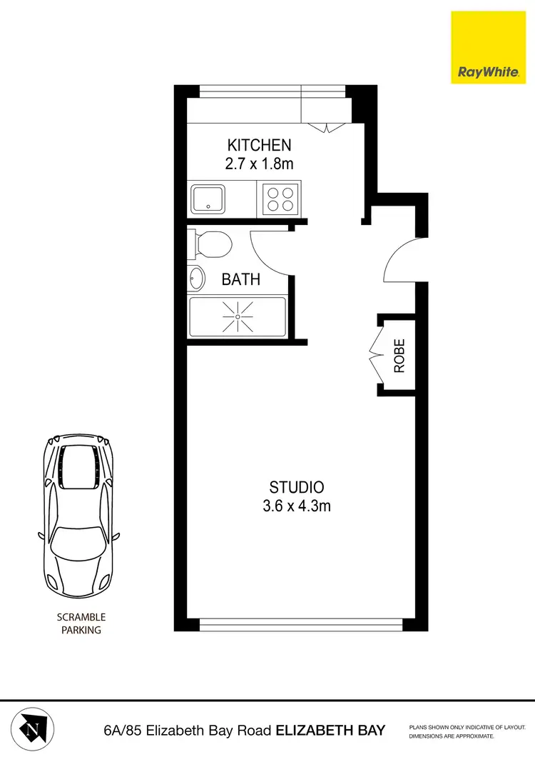 Floorplan of Homely studio listing, 6A/85-91 Elizabeth Bay Road, Elizabeth Bay NSW 2011