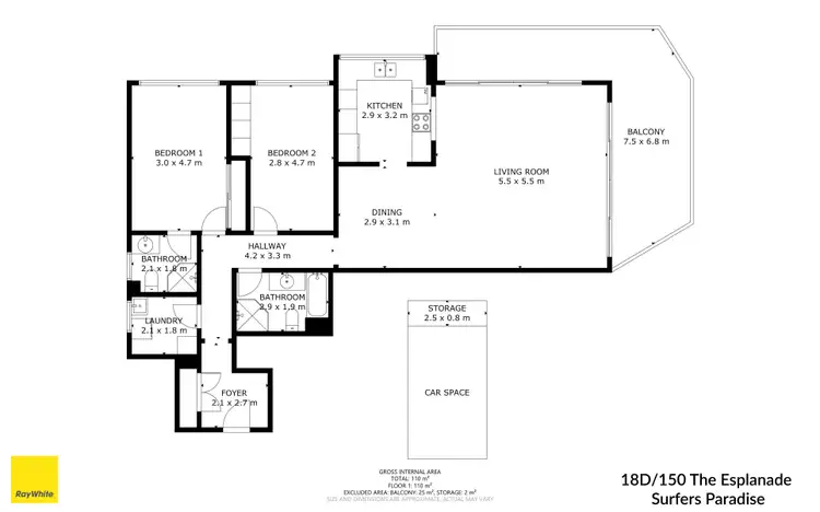 Floorplan of Homely apartment listing, 18D/150 The Esplanade, Surfers Paradise QLD 4217