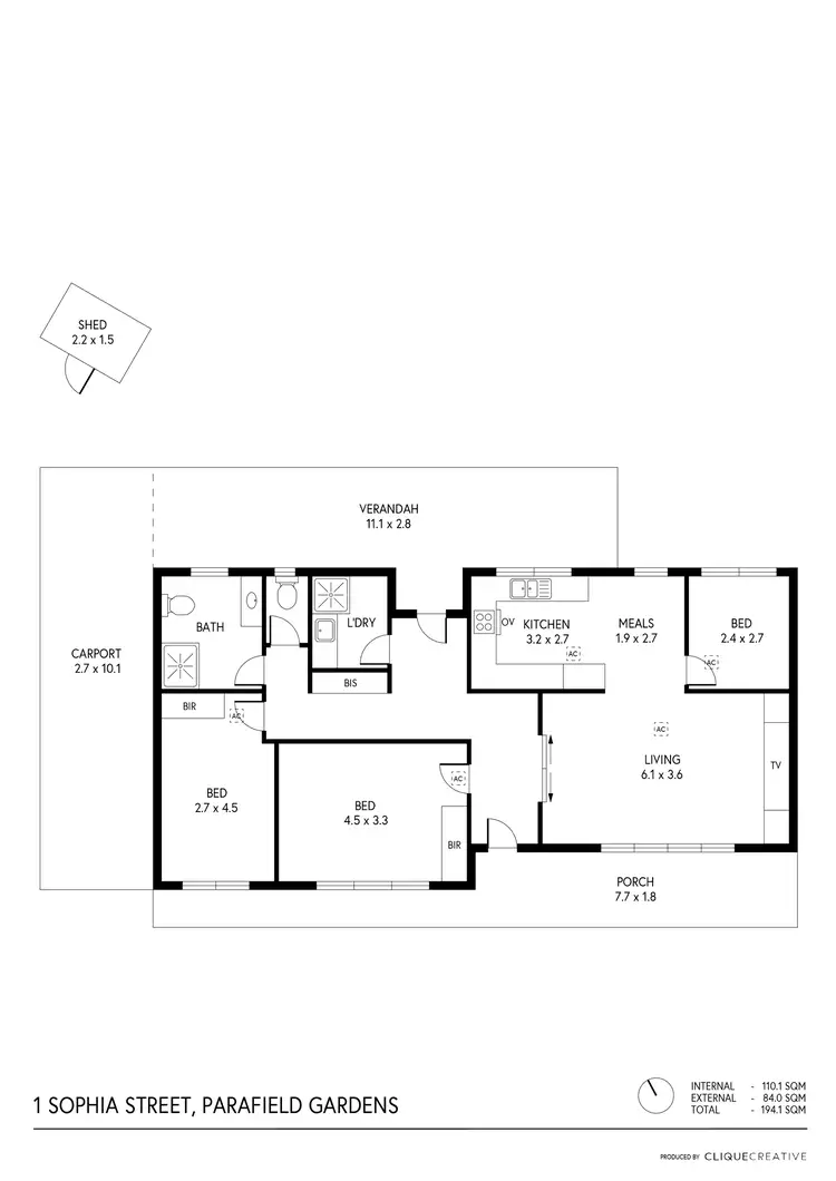 Floorplan of Homely house listing, 1 Sophia Street, Parafield Gardens SA 5107