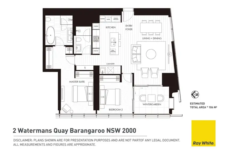 Floorplan of Homely apartment listing, 19F/2 Watermans Quay, Barangaroo NSW 2000