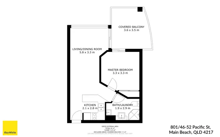 Floorplan of Homely apartment listing, 801/46-52 Pacific Street, Main Beach QLD 4217