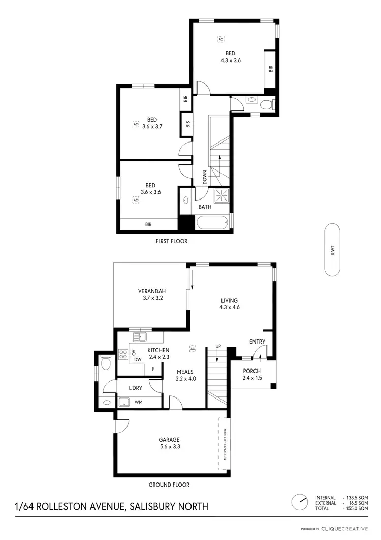 Floorplan of Homely townhouse listing, 1/64 Rolleston Avenue, Salisbury North SA 5108