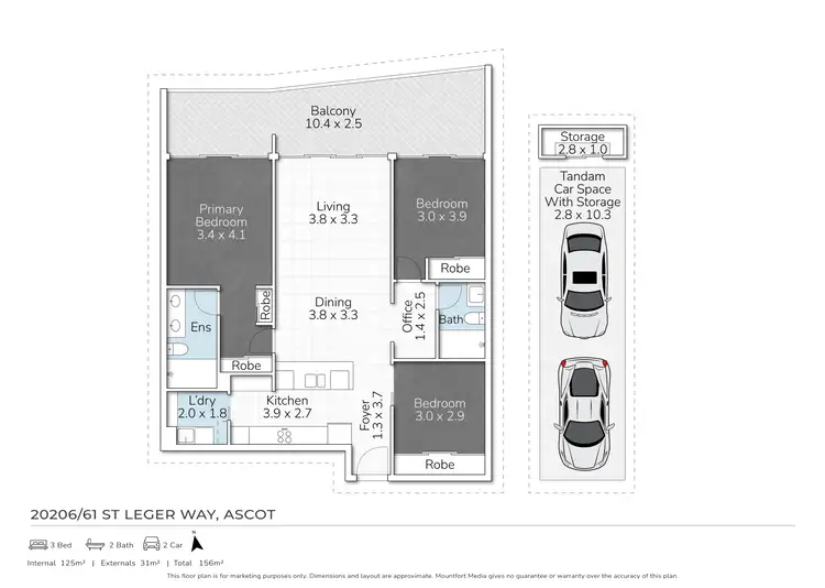 Floorplan of Homely apartment listing, 20206/61 St Leger Way, Ascot QLD 4007