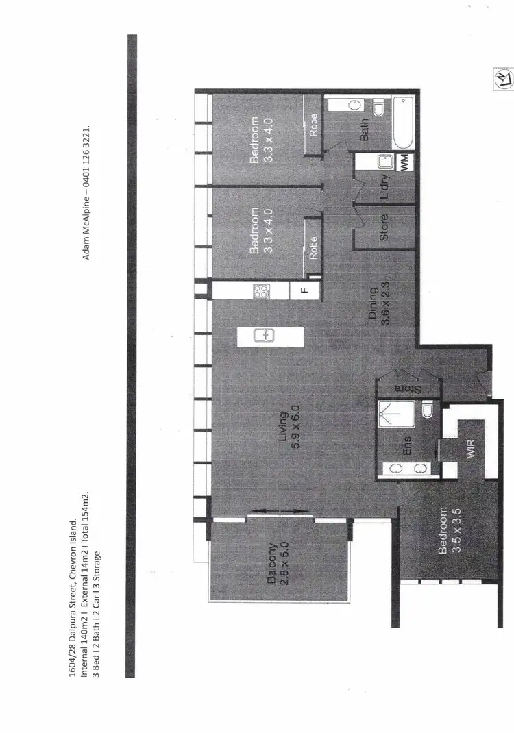 Floorplan of Homely apartment listing, 1604/28 Dalpura Street, Chevron Island QLD 4217
