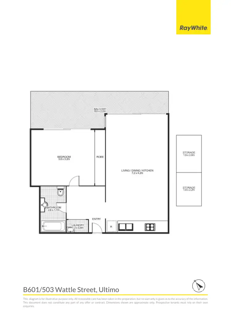 Floorplan of Homely apartment listing, B601/503 Wattle Street, Ultimo NSW 2007