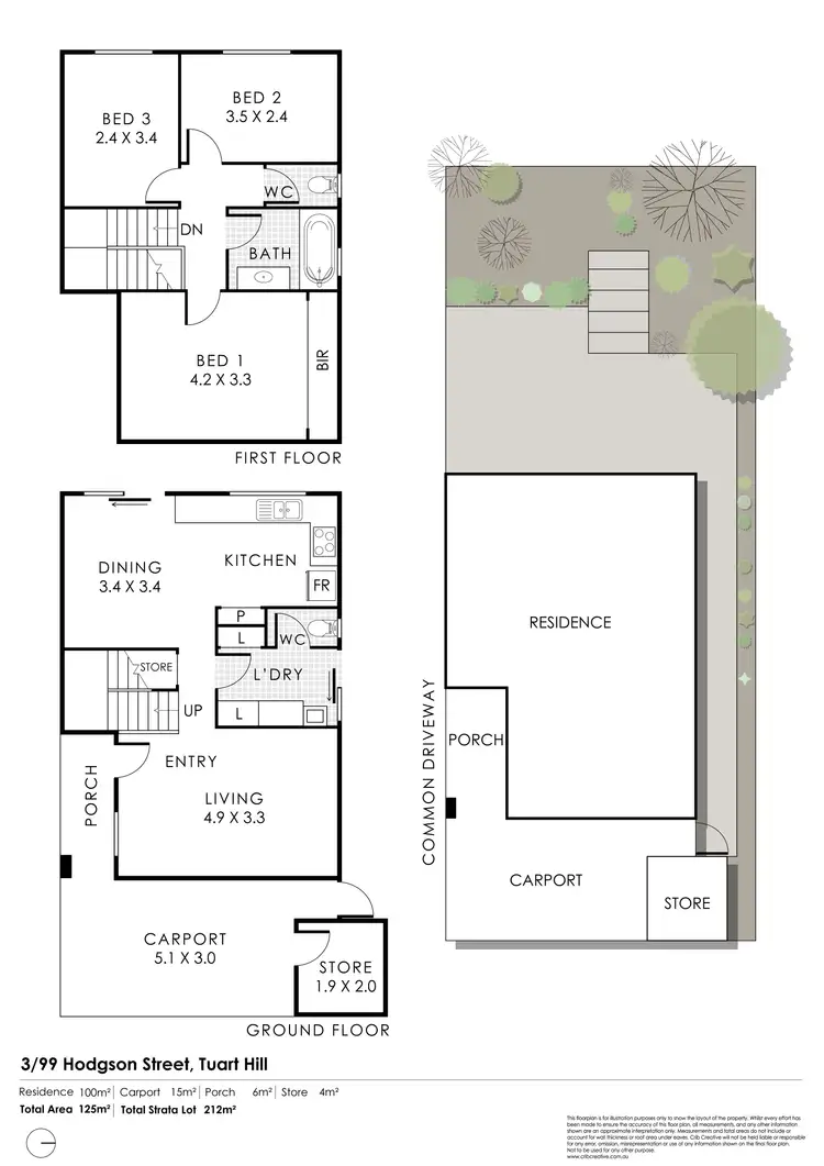 Floorplan of Homely townhouse listing, 3/99 Hodgson Street, Tuart Hill WA 6060