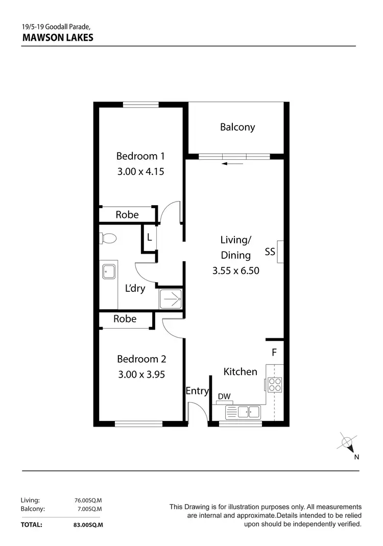 Floorplan of Homely apartment listing, 19/5-19 Goodall Parade, Mawson Lakes SA 5095