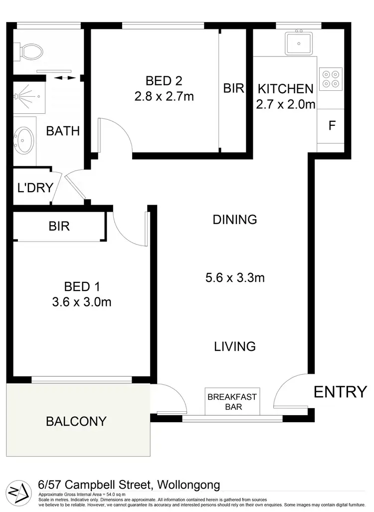 Floorplan of Homely apartment listing, 6/57 Campbell Street, Wollongong NSW 2500