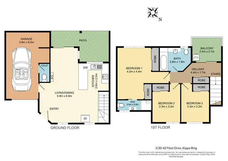 Floorplan of Homely townhouse listing, 3/30-42 Fleet Drive, Kippa-Ring QLD 4021