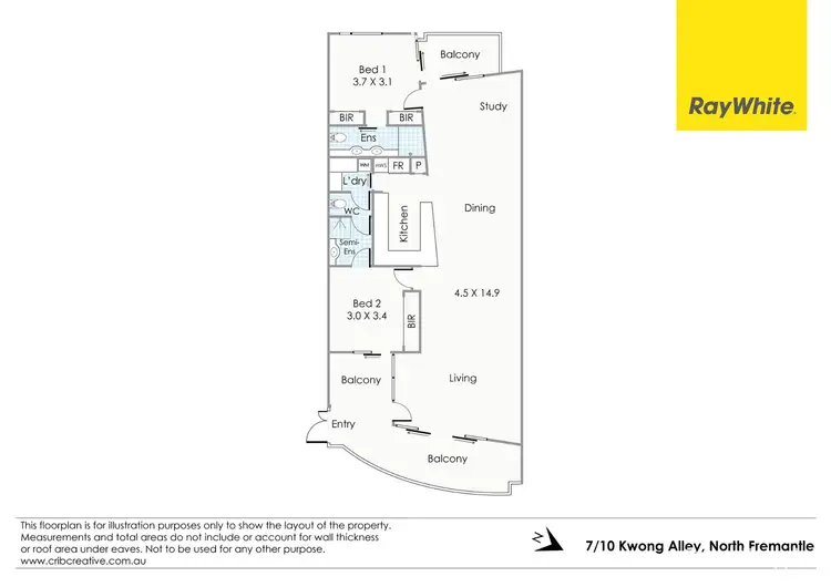 Floorplan of Homely apartment listing, 7/10 Kwong Alley, North Fremantle WA 6159