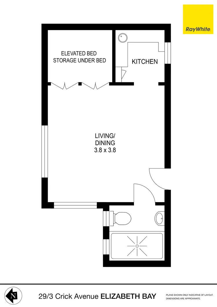 Floorplan of Homely studio listing, 29/3 Crick Avenue, Elizabeth Bay NSW 2011