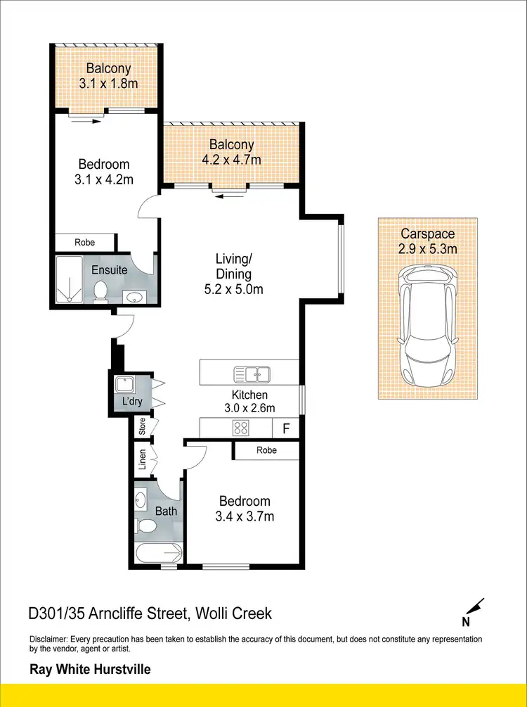Floorplan of Homely apartment listing, D301/35 Arncliffe Street, Wolli Creek NSW 2205