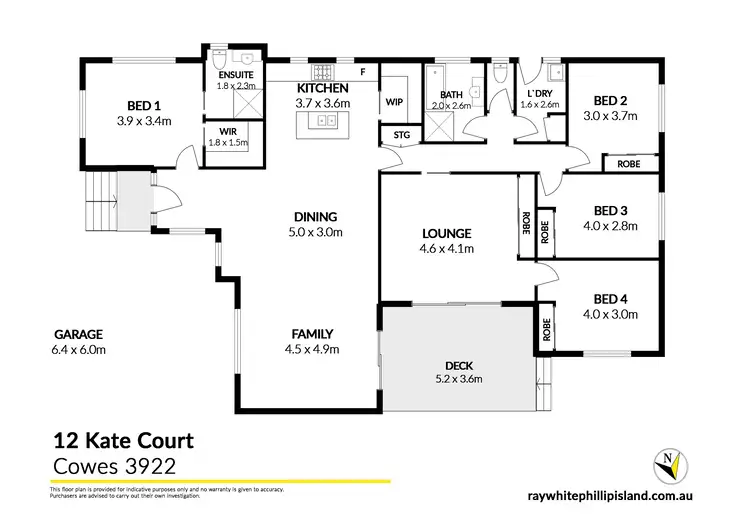Floorplan of Homely house listing, 12 Kate Court, Cowes VIC 3922