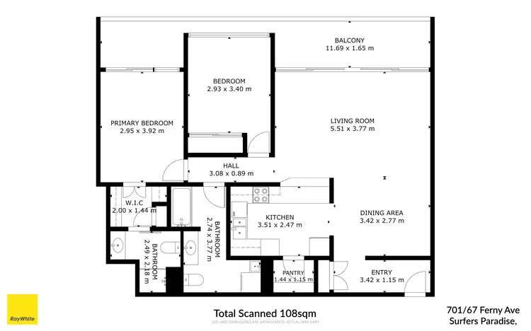 Floorplan of Homely apartment listing, 701/67 Ferny Avenue, Surfers Paradise QLD 4217