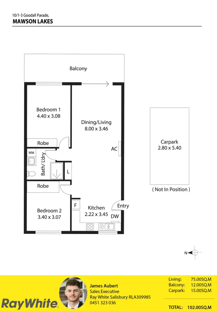 Floorplan of Homely apartment listing, 10/1-3 Goodall Parade, Mawson Lakes SA 5095