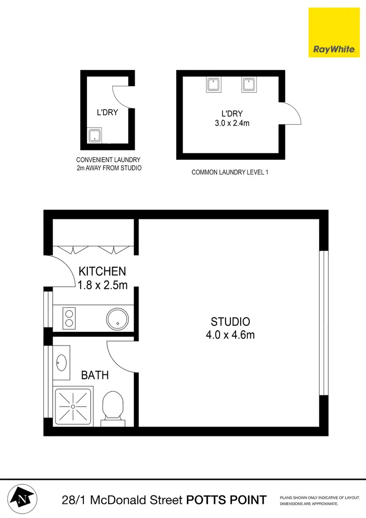 Floorplan of Homely studio listing, 28/1 Mcdonald Street, Potts Point NSW 2011