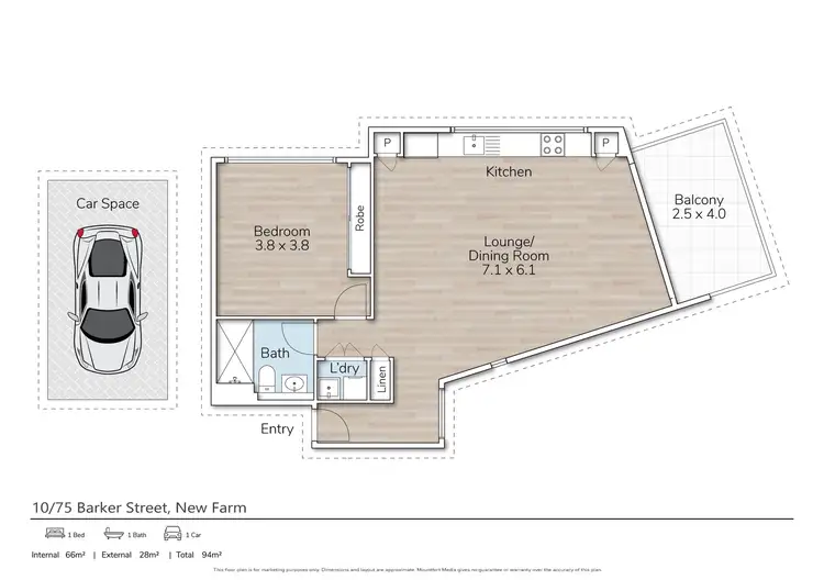 Floorplan of Homely unit listing, 10/75 Barker Street, New Farm QLD 4005