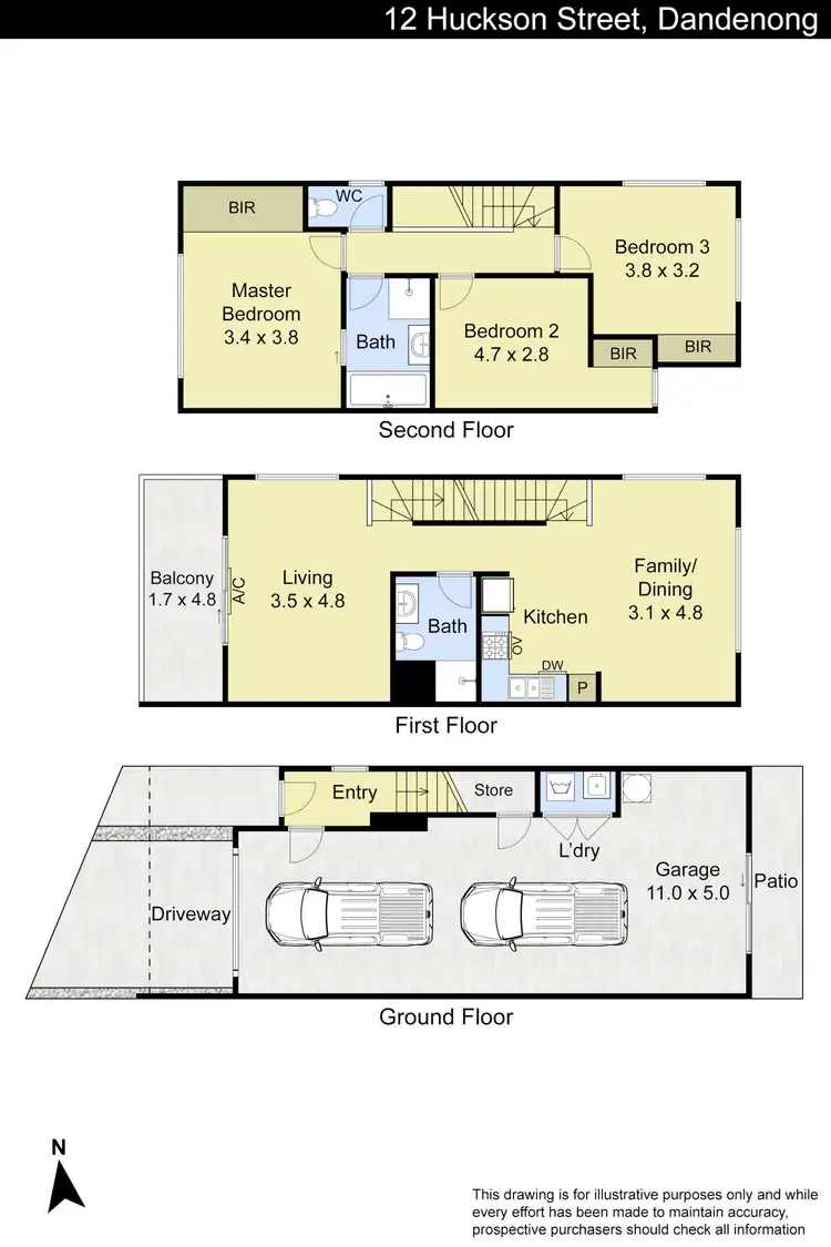Floorplan of Homely townhouse listing, 12 Huckson Street, Dandenong VIC 3175