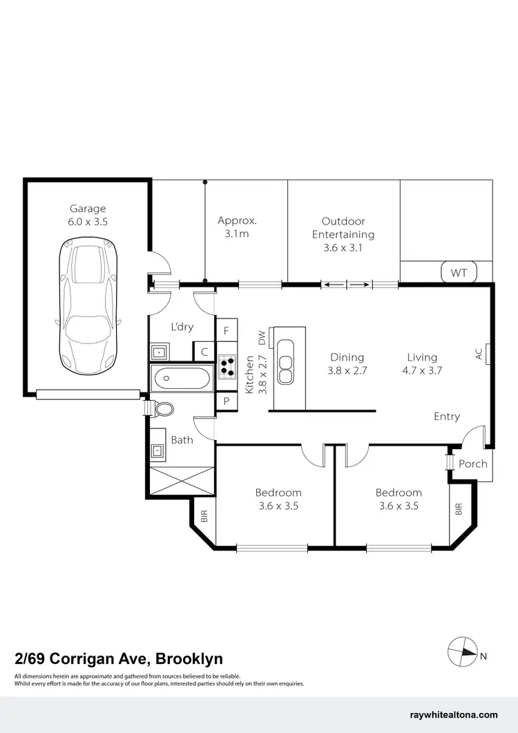 Floorplan of Homely unit listing, 2/69 Corrigan Avenue, Brooklyn VIC 3012