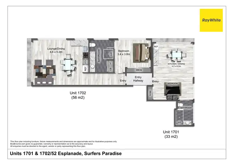 Floorplan of Homely apartment listing, 1701 & 1702/44-52 The Esplanade, Surfers Paradise QLD 4217