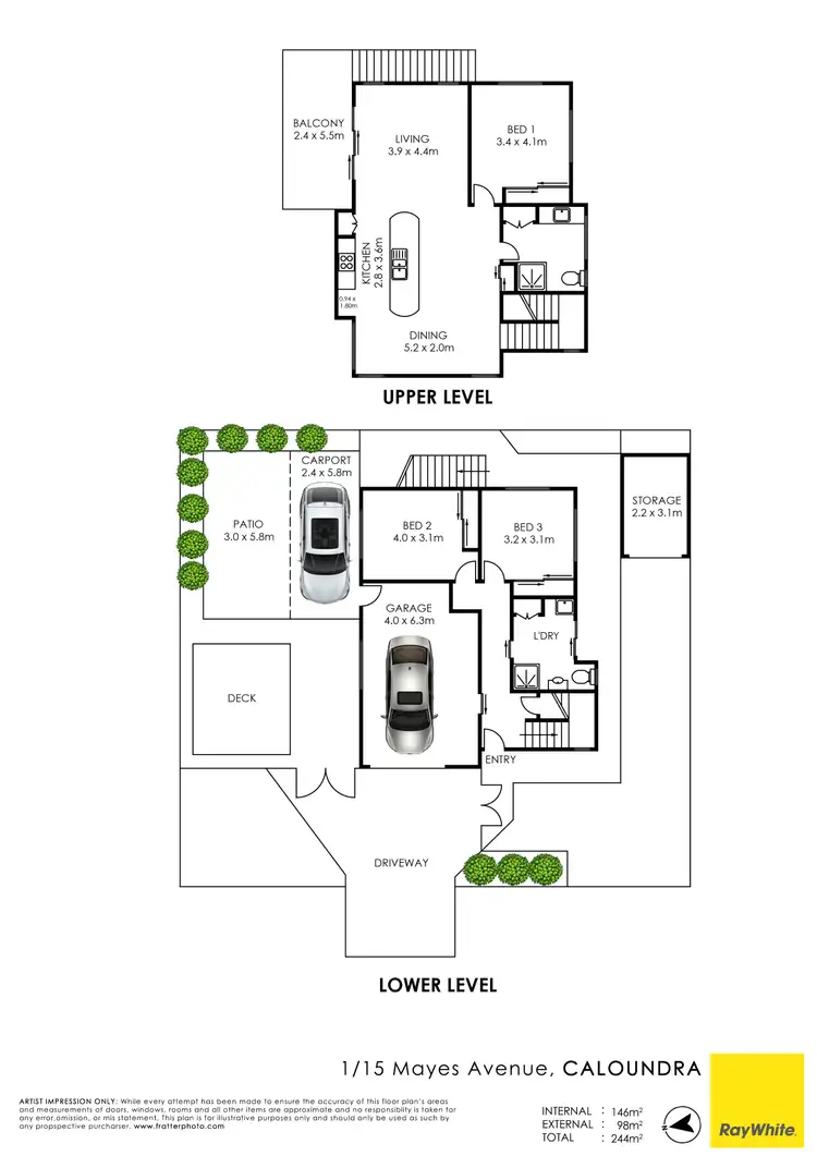 Floorplan of Homely semi-detached listing, Unit 1/15 Mayes Avenue, Caloundra QLD 4551