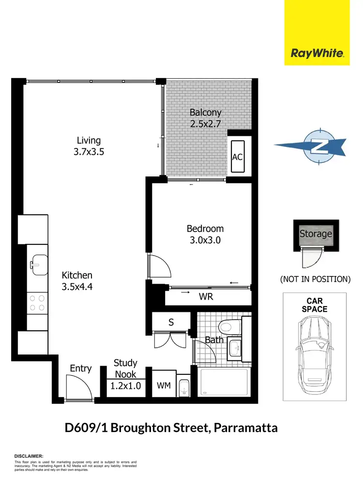 Floorplan of Homely apartment listing, D609/1 Broughton Street, Parramatta NSW 2150