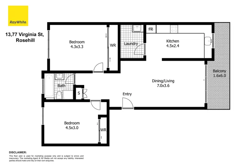 Floorplan of Homely unit listing, 13/77 Virginia Street, Rosehill NSW 2142