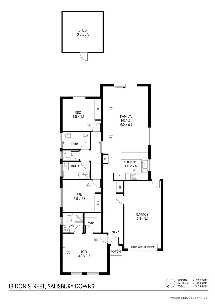 Floorplan of Homely house listing, 13 Don Street, Salisbury Downs SA 5108