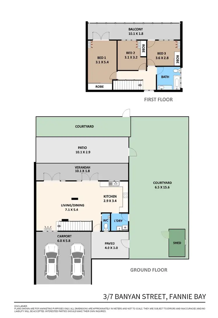 Floorplan of Homely townhouse listing, 3/7 Banyan Street, Fannie Bay NT 820