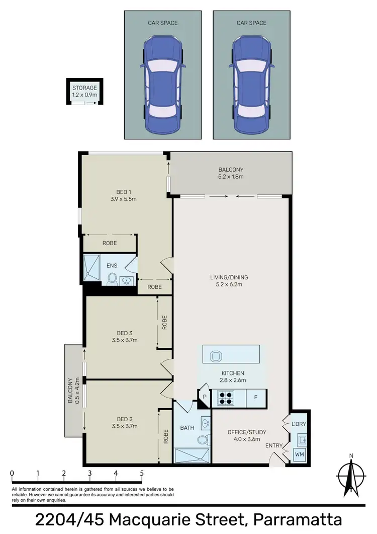 Floorplan of Homely apartment listing, 2204/45 Macquarie Street, Parramatta NSW 2150