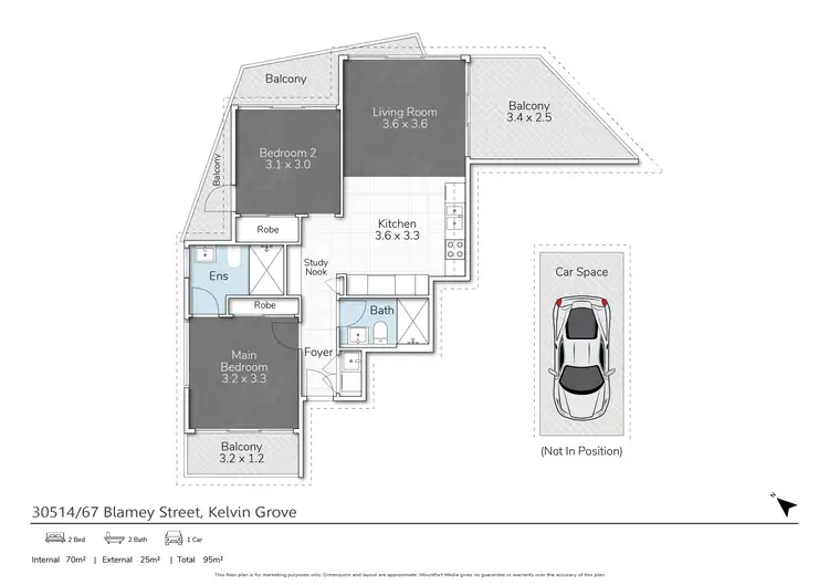 Floorplan of Homely apartment listing, 30514/67 Blamey Street, Kelvin Grove QLD 4059